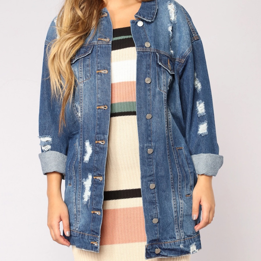 Women's Distressed Blue Denim Jacket